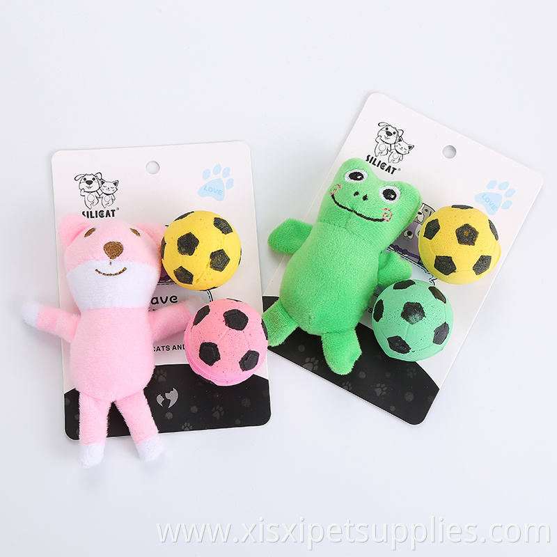 wholesale cat soccer ball with catnip toy bear and frog shape pet cat toy set